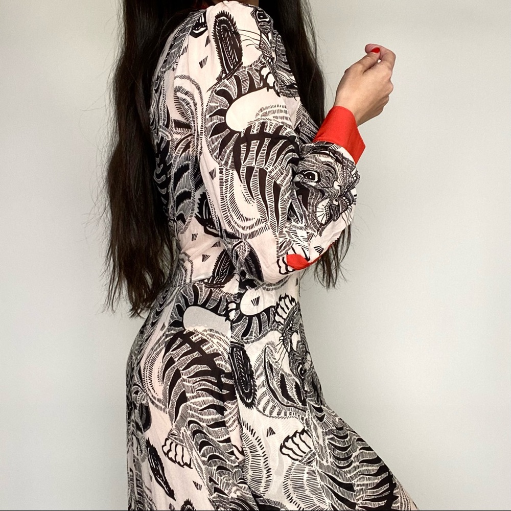 Dorothee Schumacher full length sheer dress with Tiger design 🐅